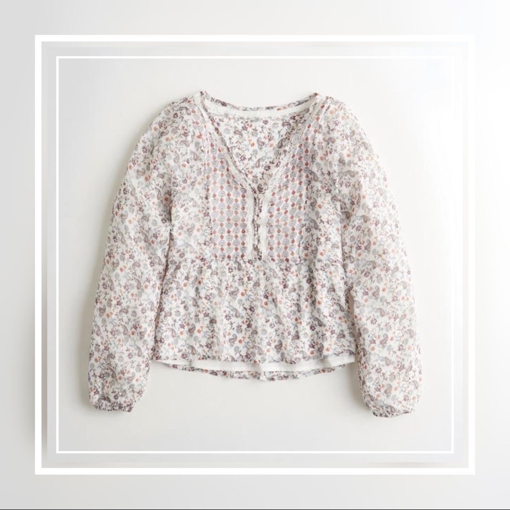 Hollister button front peasant shirt